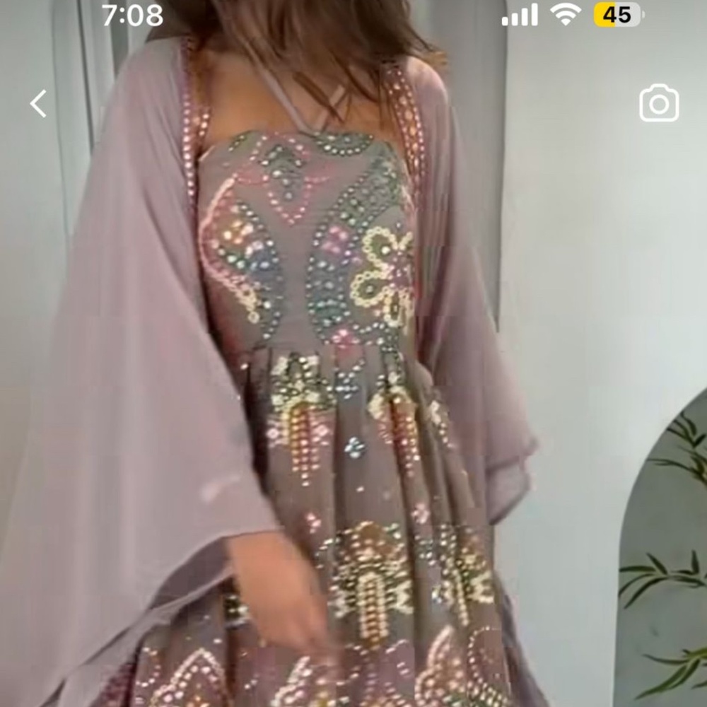 Embroidered two piece kaftan dress